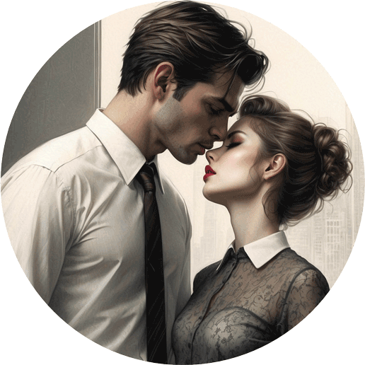 romantikus pár ölelkezik könyves illusztrációban