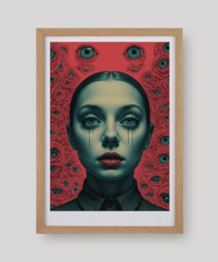 Egy női portré sok szemmel a háttérben art print A4 és A3 méretben a Night Ordinance