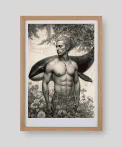Egy férfi és egy bálna art print A4 méretben a Pyreveil Society világából