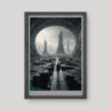 Egy alak halad egy romos sci-fi struktúrában art print A4 méretben a Greetings from the Void világából