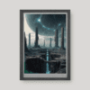 Gravitációs anomáliák által torzított sci-fi táj, art print A4 méretben a Greetings from the Void világából