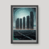 Sötét, határvidéki sci-fi táj monumentális struktúrákkal, art print A4 méretben a Greetings from the Void világából