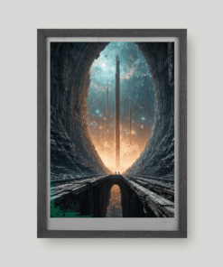 Fényoszlopos naptorony egy idegen sci-fi környezetben, art print A4 méretben a Greetings from the Void világából