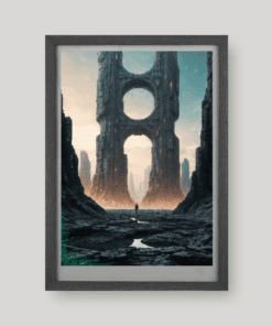 Monumentális peremterasz idegen sci-fi építészettel, art print A4 méretben a Greetings from the Void világából