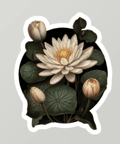 Tavirózsa botanikus illusztrációja matricán, a NightPages Floral & Fruit Tavirózsa kollekciójából