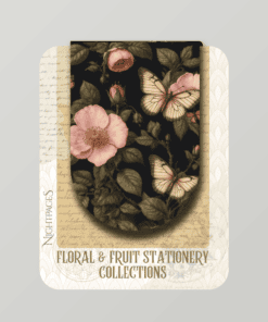 Vadrózsa botanikus illusztrációja mágneses könyvjelzőn, a NightPages Floral & Fruit Vadrózsa kollekciójából
